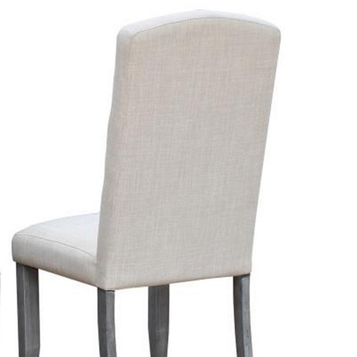 Button Tufted Fabric upholstered Hosting Chair, Set of 2, Beige and Gray