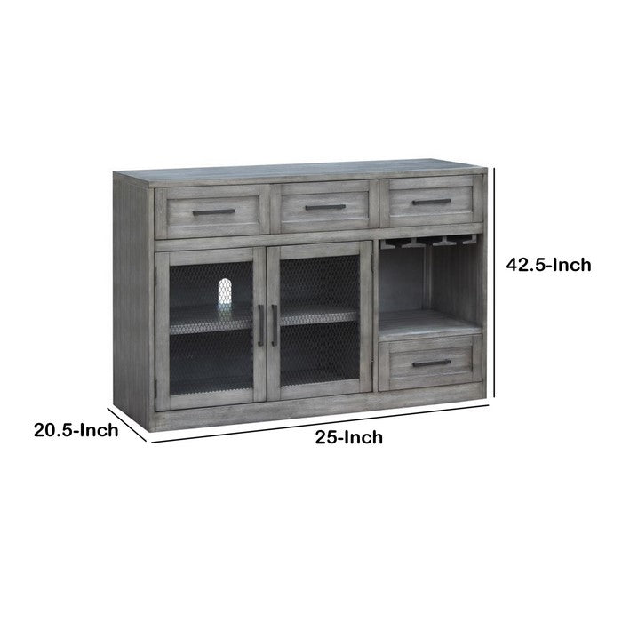 Industrial Style 4 Drawers Wooden TV Stand with Caged 2 Door Cabinet, Gray
