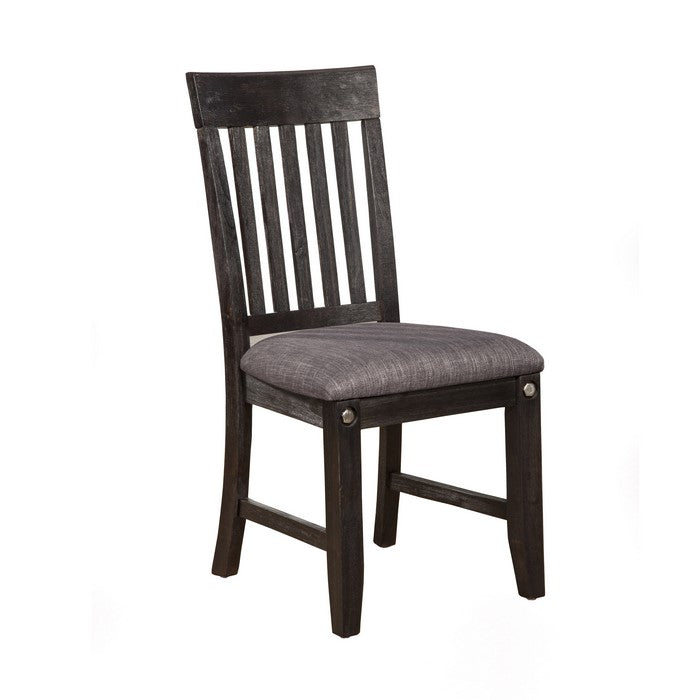 Fabric Upholstered Dining Chair with Slatted Back Chair, Set of 2, Gray
