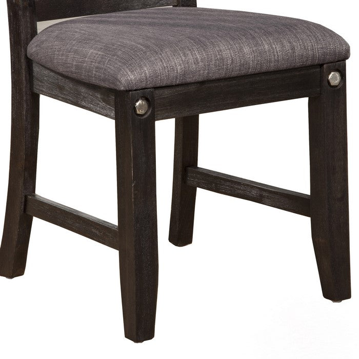 Fabric Upholstered Dining Chair with Slatted Back Chair, Set of 2, Gray