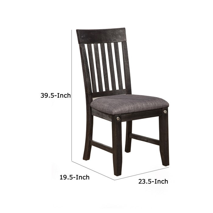 Fabric Upholstered Dining Chair with Slatted Back Chair, Set of 2, Gray