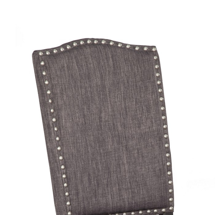 Nailhead Trim Fabric Upholstered Hosting Chair, Set of 2, Gray