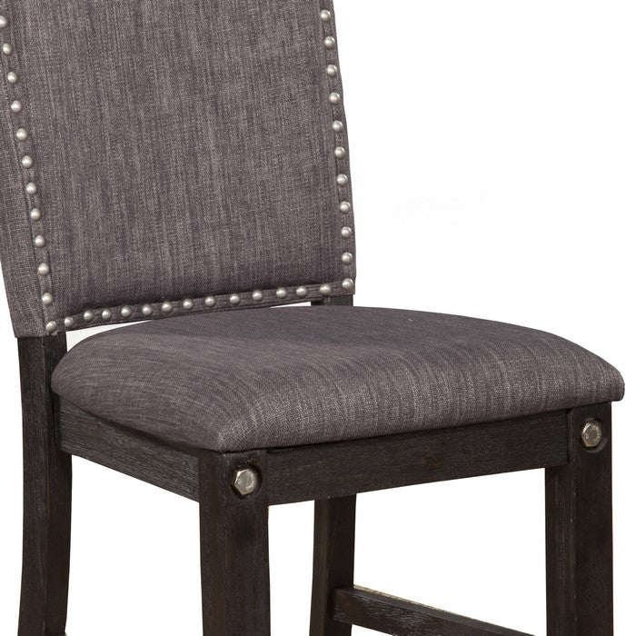 Nailhead Trim Fabric Upholstered Hosting Chair, Set of 2, Gray