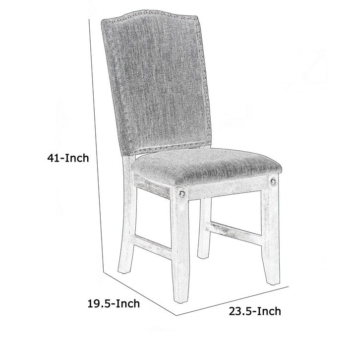 Nailhead Trim Fabric Upholstered Hosting Chair, Set of 2, Gray