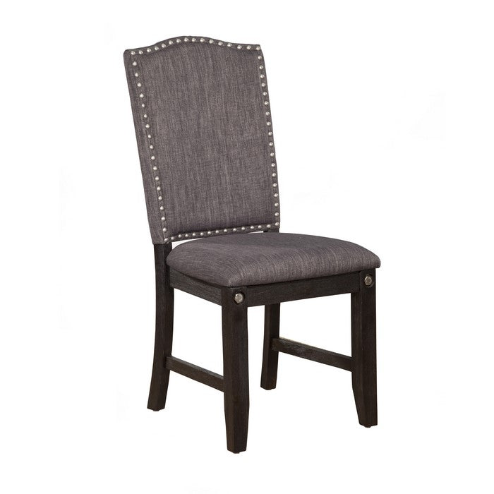 Nailhead Trim Fabric Upholstered Hosting Chair, Set of 2, Gray
