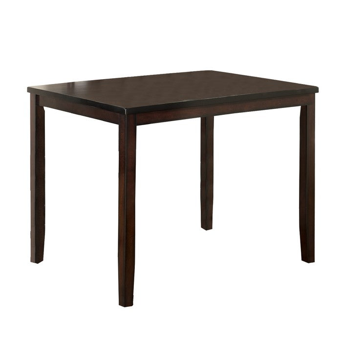 5 Piece Wooden Pub Set with Leatherette Seating and Slatted Back, Dark Brown