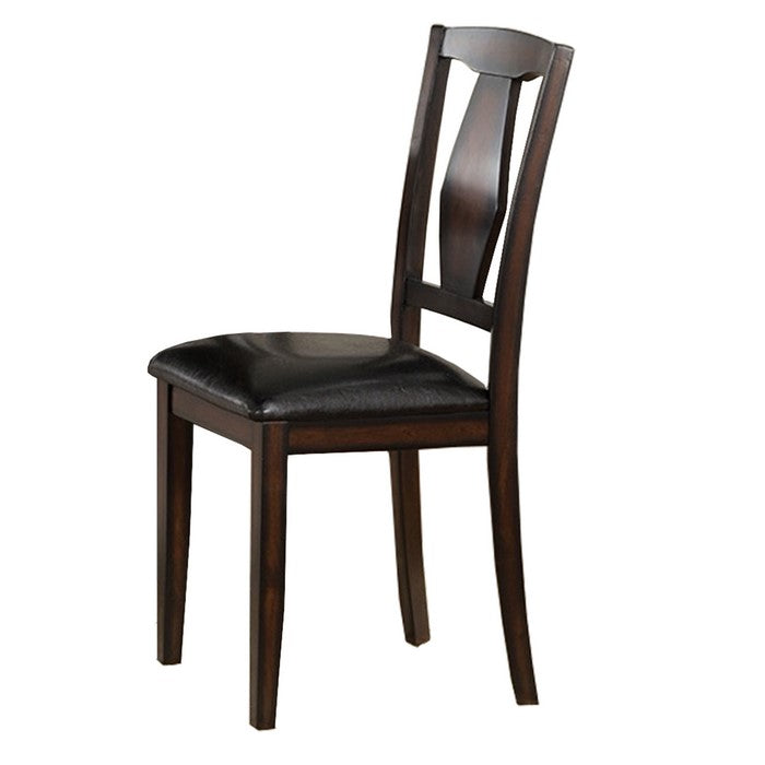 6 Piece Wooden Dining Set with Leatherette Seating, Espresso Brown
