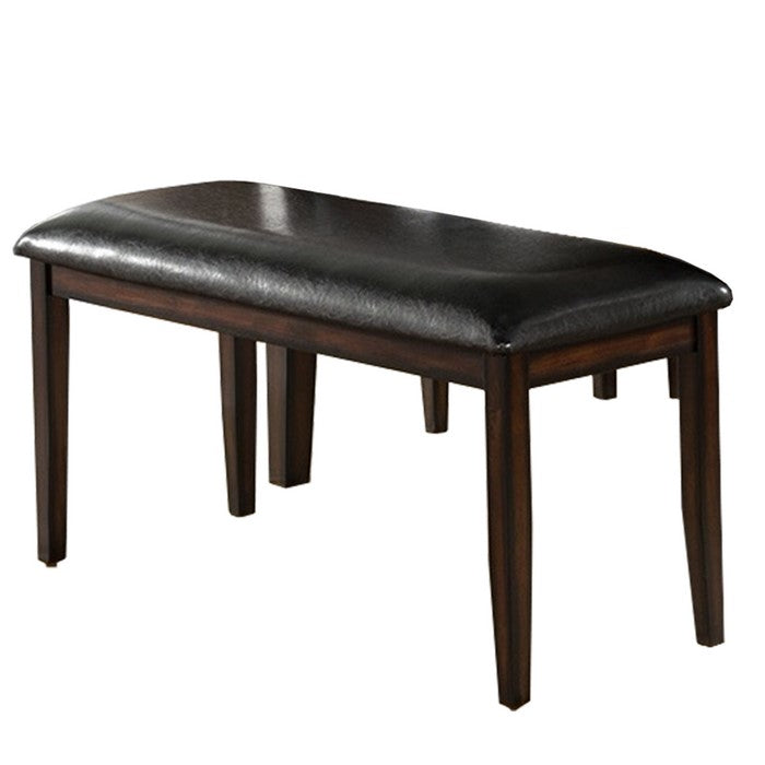 6 Piece Wooden Dining Set with Leatherette Seating, Espresso Brown