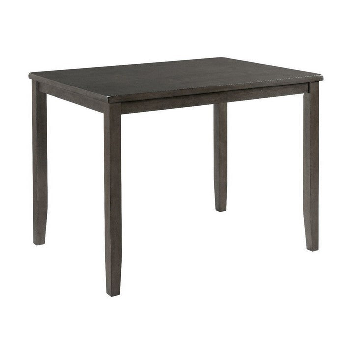 5 Piece Pub Set with Fabric Padded Seat and Slatted Back, Gray