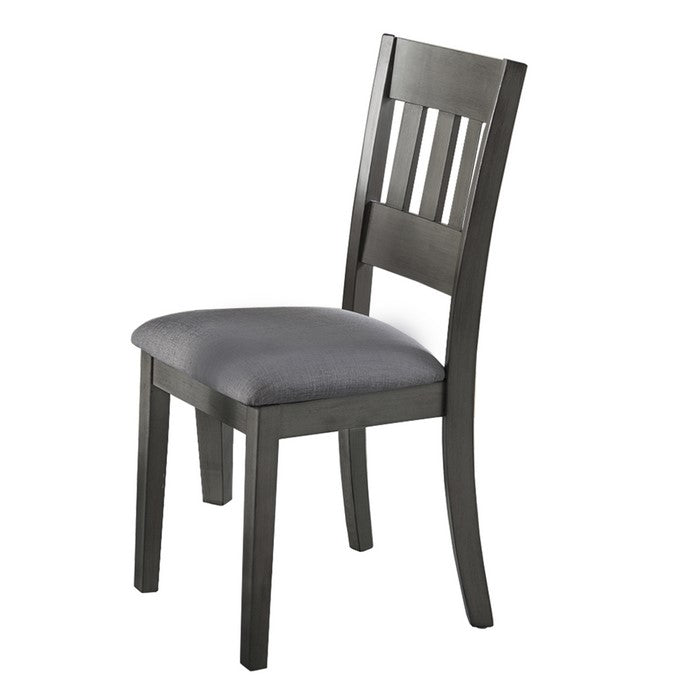 5 Piece Wooden Dining Set with Fabric Padded Seat, Washed Gray
