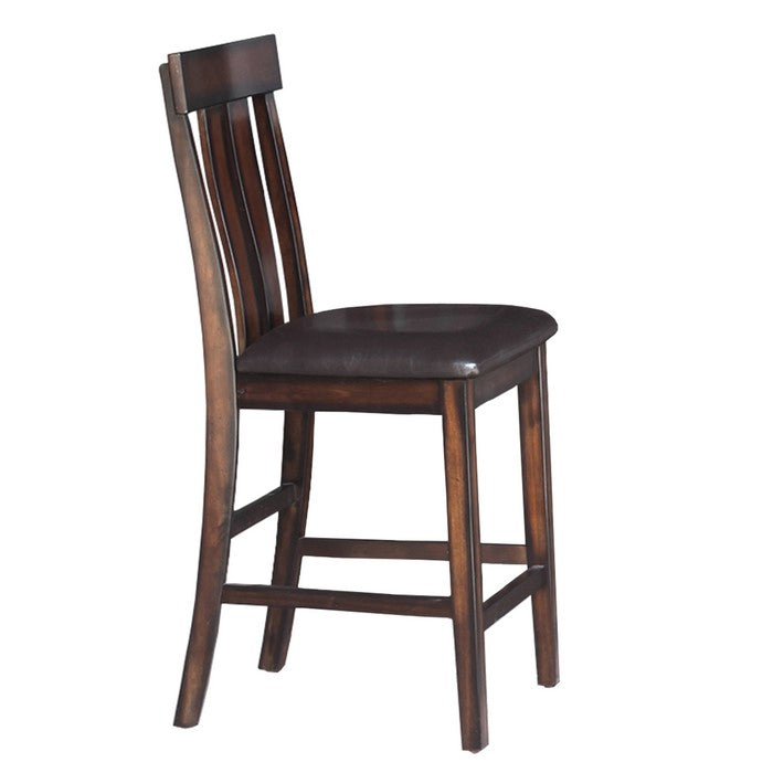 Wooden Pub Set with 6 Leatherette Chair and 1 Table, Brown