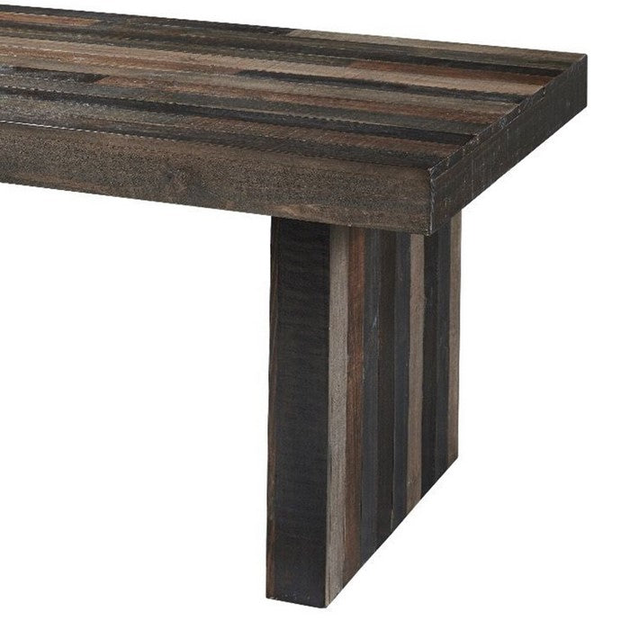 Rectangular Butcher Block Top Dining Table with Sled Base, Gray and Brown