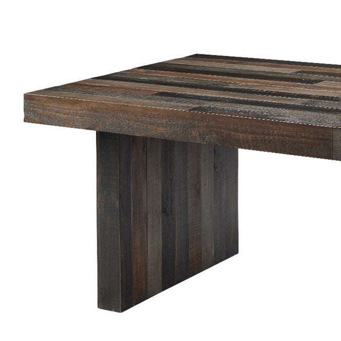 Rectangular Butcher Block Top Dining Table with Sled Base, Gray and Brown