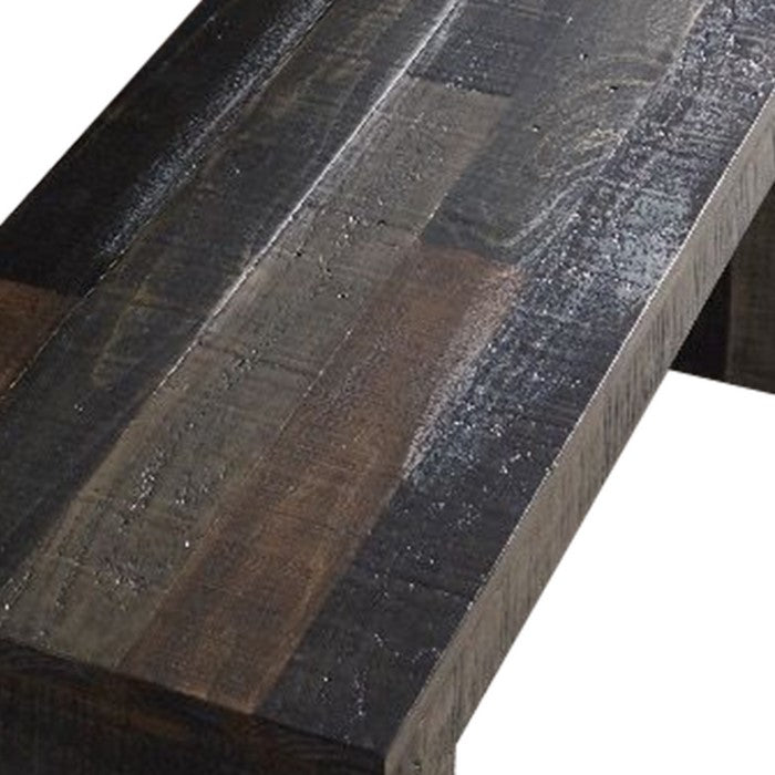 Plank Style Rectangular Bench with Sled Base, Gray and Brown