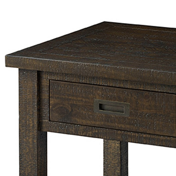 Wooden End Table with Open Bottom Shelf and 1 Drawer, Brown
