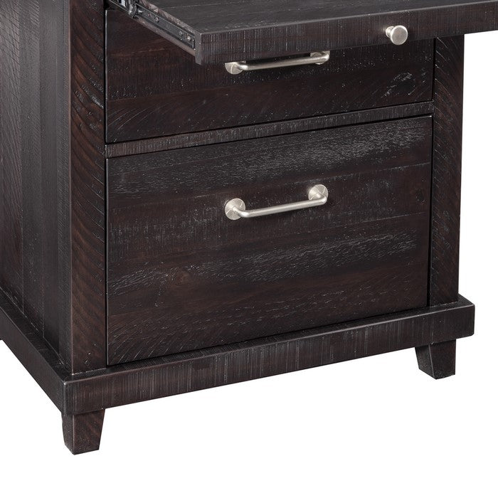 Wooden Nightstand with 2 Drawer Storage and Pull Out Tray, Dark Brown