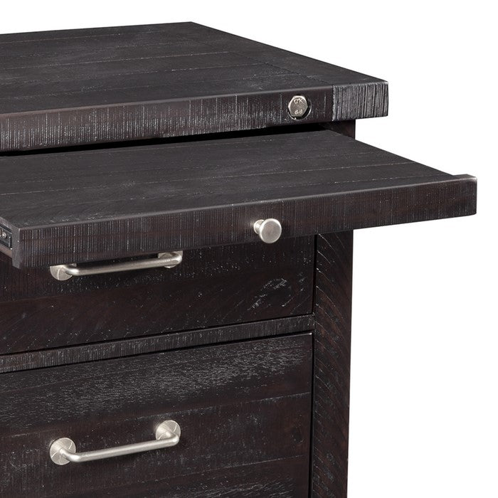 Wooden Nightstand with 2 Drawer Storage and Pull Out Tray, Dark Brown