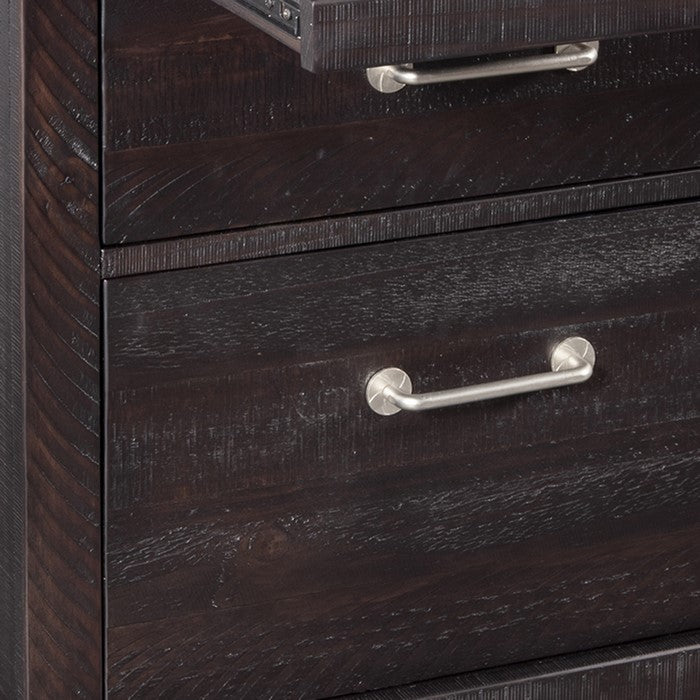 Wooden Nightstand with 2 Drawer Storage and Pull Out Tray, Dark Brown