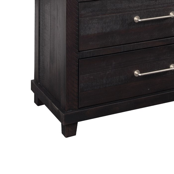 Wooden Chest with 6 Drawers and Metal Bar Handles, Dark Brown