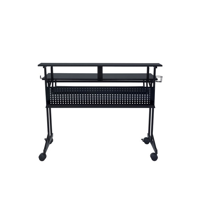Rectangular Top Computer Desk with 1 Shelf and 1 Cupholder, Black