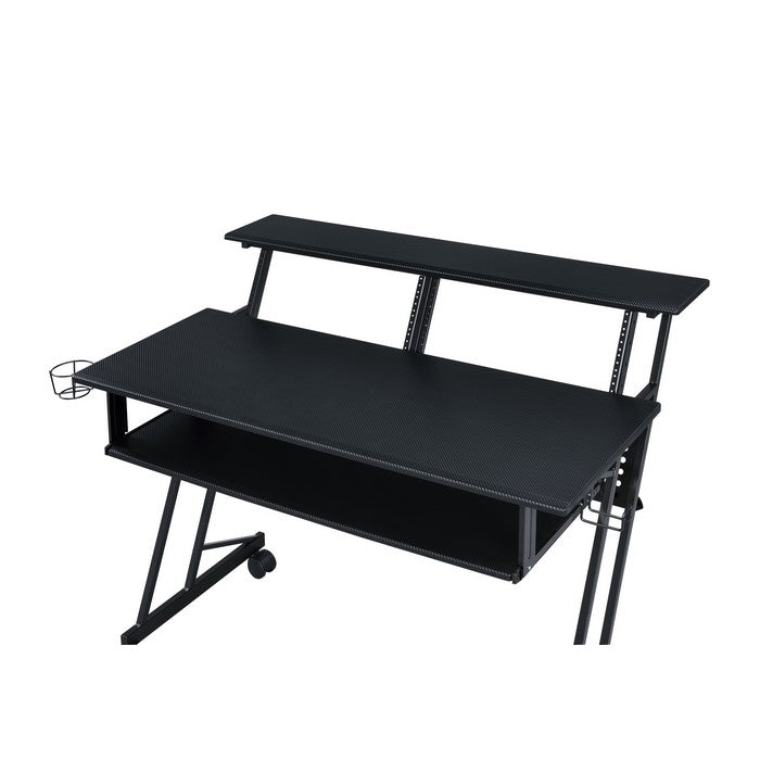 Rectangular Top Computer Desk with 1 Shelf and 1 Cupholder, Black