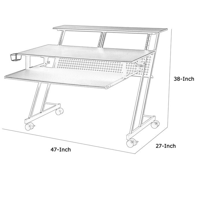 Rectangular Top Computer Desk with 1 Shelf and 1 Cupholder, Black