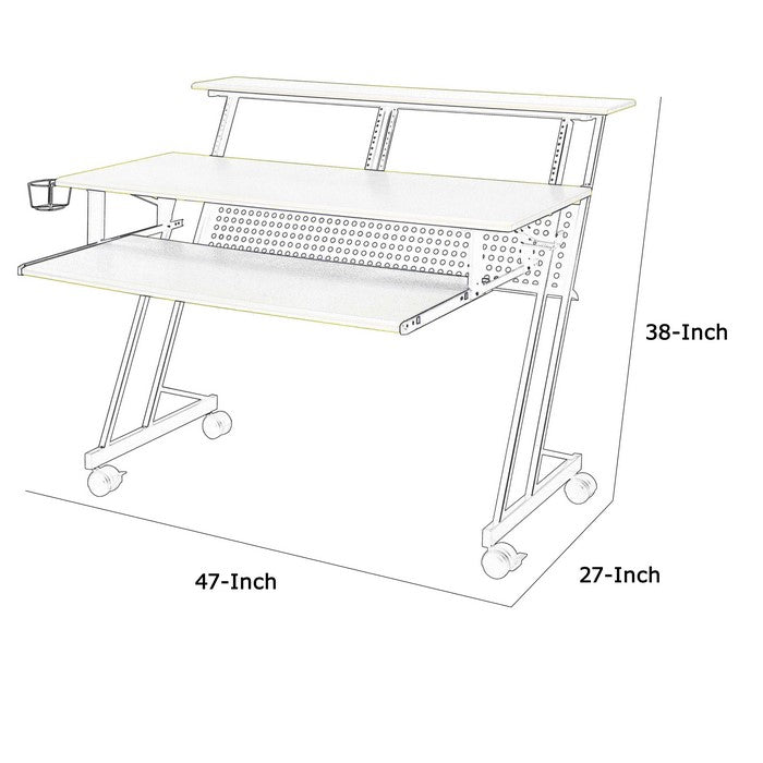 Rectangular Top Computer Desk with 1 Shelf and 1 Cupholder,Black and Yellow