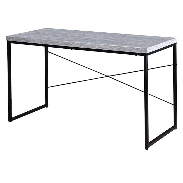 Sled Base Rectangular Table with X shape Back and Wood Top, White and Black