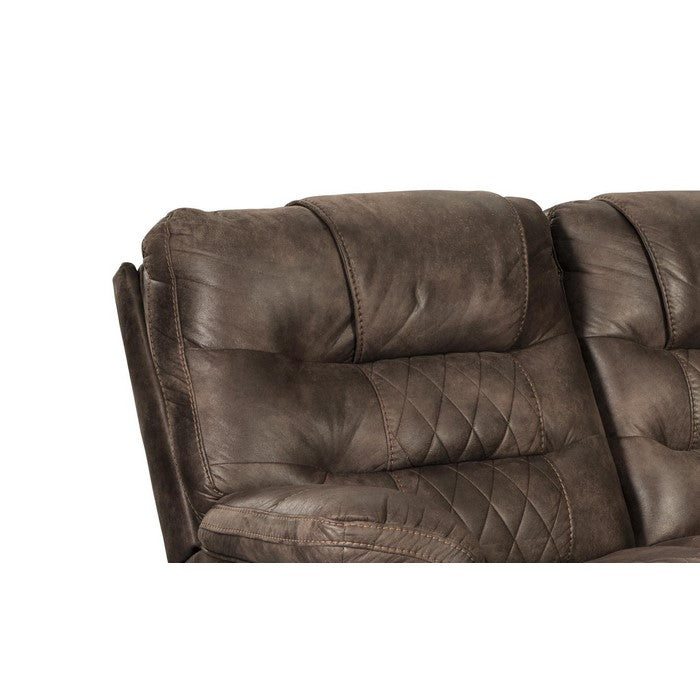 Leatherette Power Recliner Sofa with Adjustable Headrest, Brown