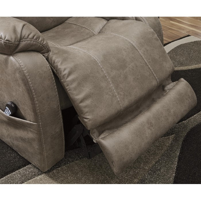 Leatherette Metal Frame Power Recliner with Adjustable Headrest, Light Brown
