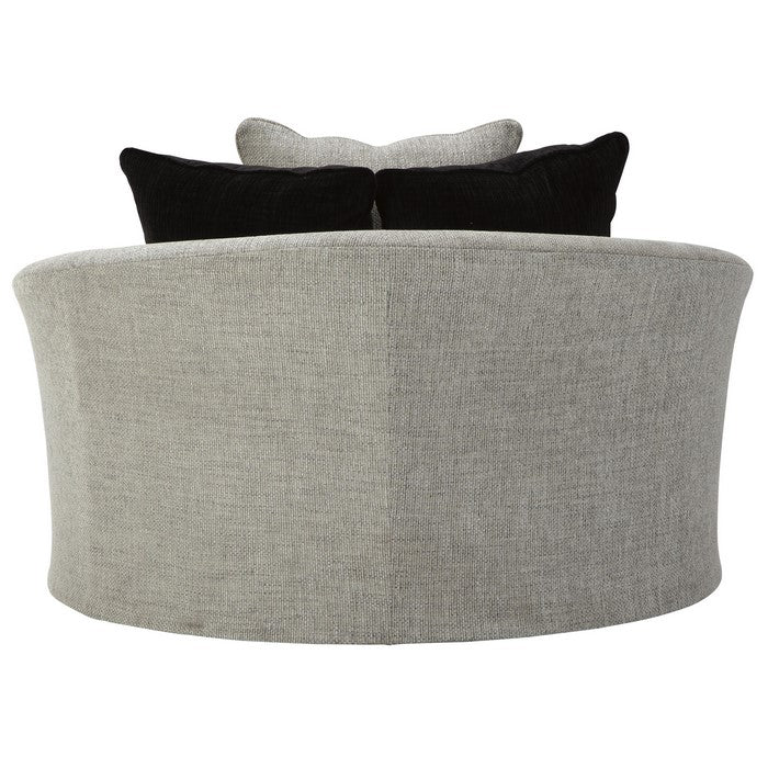 Fabric Upholstered Round Swivel Chair with Back Pillows, Gray