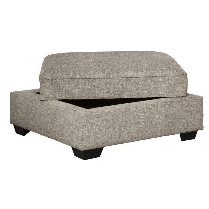 Wooden Ottoman with Hidden Storage and Tapered Block Legs, Gray