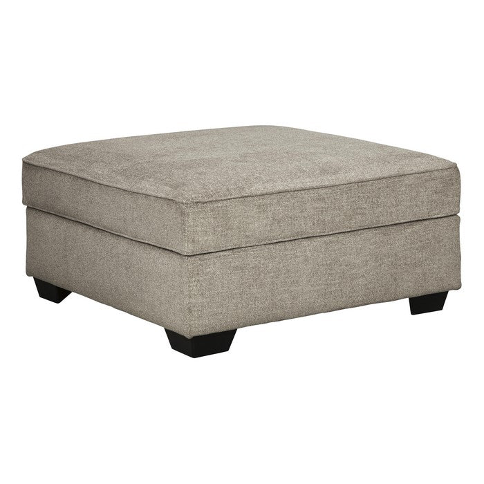Wooden Ottoman with Hidden Storage and Tapered Block Legs, Gray
