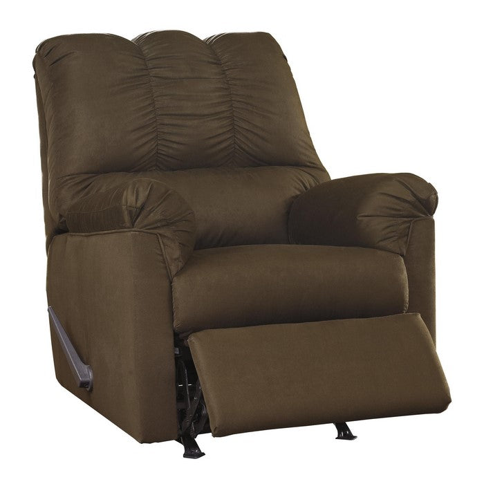 Fabric Upholstered Rocker Recliner with Tufted Backrest, Brown