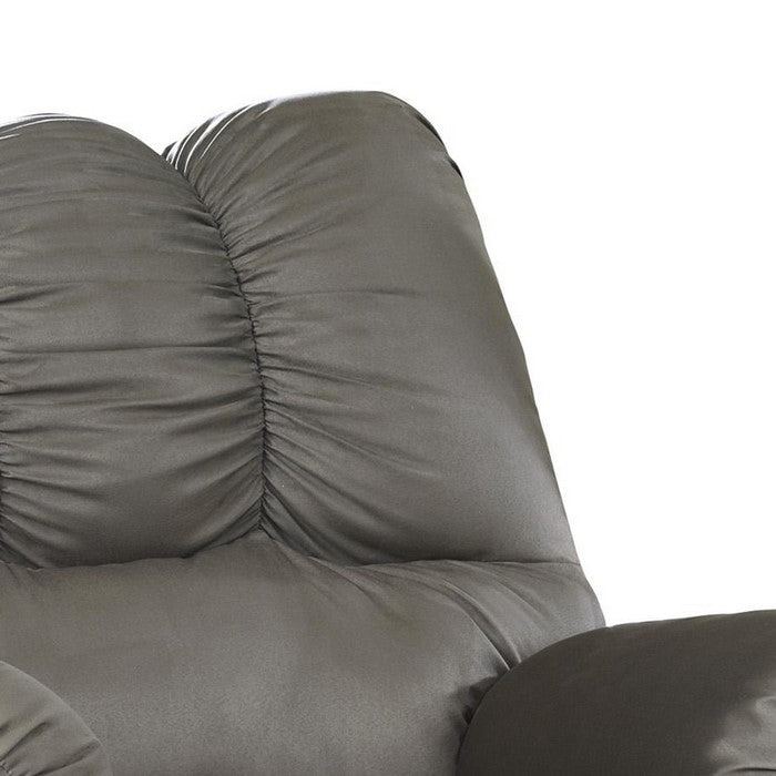 Fabric Upholstered Rocker Recliner with Tufted Backrest, Gray