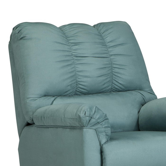 Fabric Upholstered Rocker Recliner with Tufted Backrest, Sky Blue
