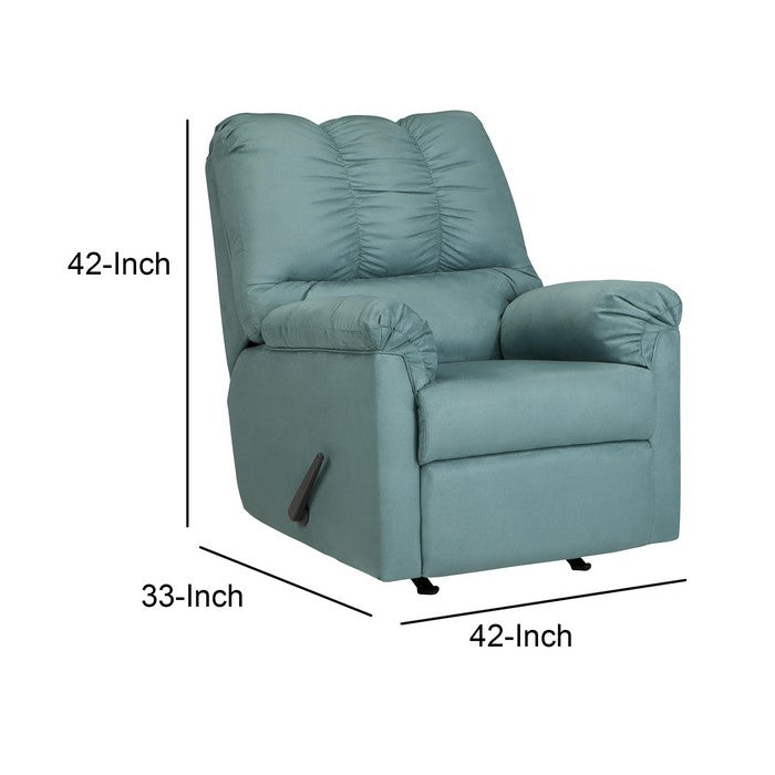 Fabric Upholstered Rocker Recliner with Tufted Backrest, Sky Blue