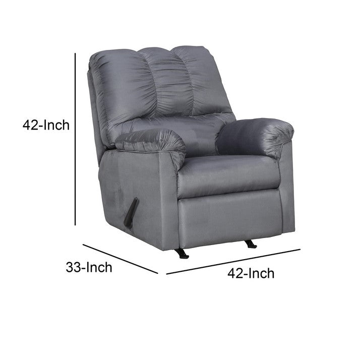 Fabric Upholstered Rocker Recliner with Tufted Backrest, Light Gray