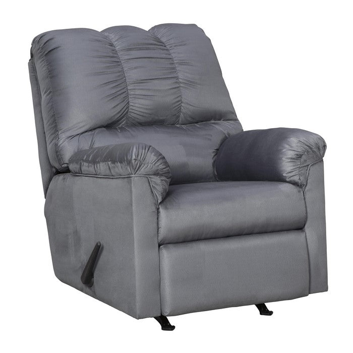Fabric Upholstered Rocker Recliner with Tufted Backrest, Light Gray
