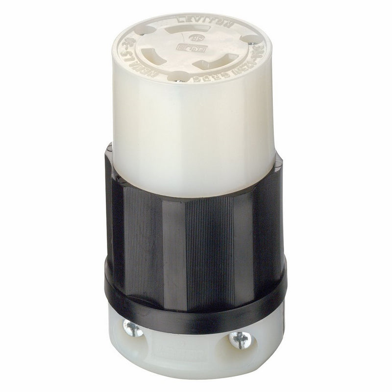 Leviton 2613 30 Amp, 125 Volt, NEMA L5-30R, 2P, 3W, Locking Connector, Industrial Grade, Grounding - Black-White