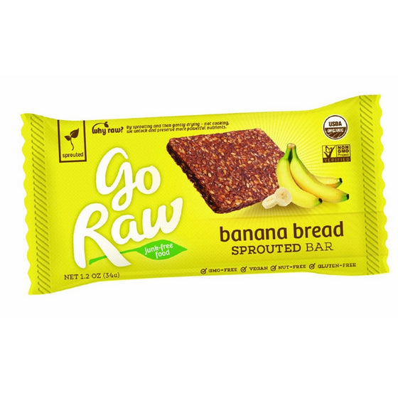 Go Raw Organic Superfood Sprouted Bar, Banana Bread (case of 30 large bars)