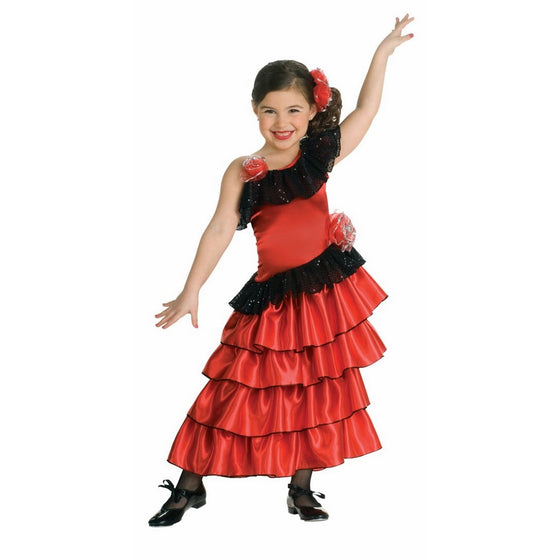 Child's Red and Black Spanish Princess Costume, Medium