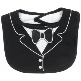 Frenchie Mini Couture Tuxedo Bib with 3D Applique, Black