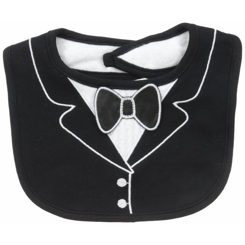 Frenchie Mini Couture Tuxedo Bib with 3D Applique, Black