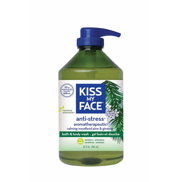 Kiss My Face Anti-stress Bath and Shower Gel, Moisturizing Body Wash, Value Size 32 oz