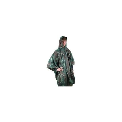 Adult Hooded Vinyl Rain Poncho (Camouflage) (Closure Snaps on Sides) 50x80 Inches