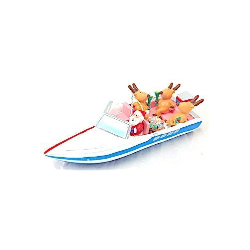 SS Santa and Reindeer Party Boat Christmas Ornament