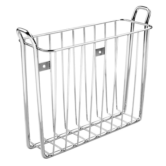 InterDesign Classico Wall Mount Newspaper and Magazine Holder Rack - Bathroom Organizer - Chrome