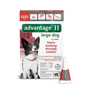 Bayer Advantage II Flea and Lice Treatment for Large Dogs, 21 - 55 lb, 6 doses