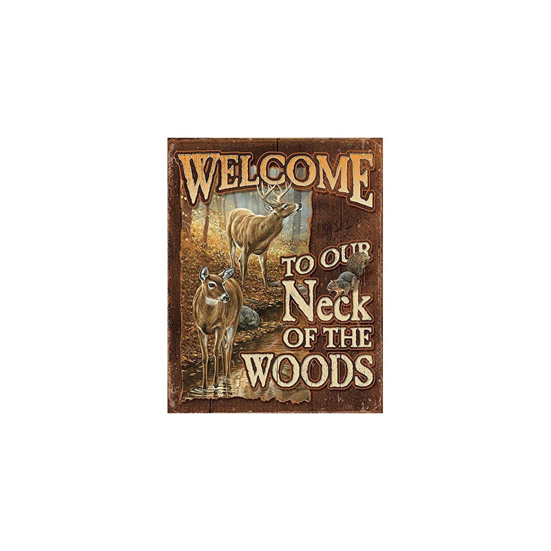 Wild Wings Tin Sign Welcome to Neck of the Woods Canvas, Assorted